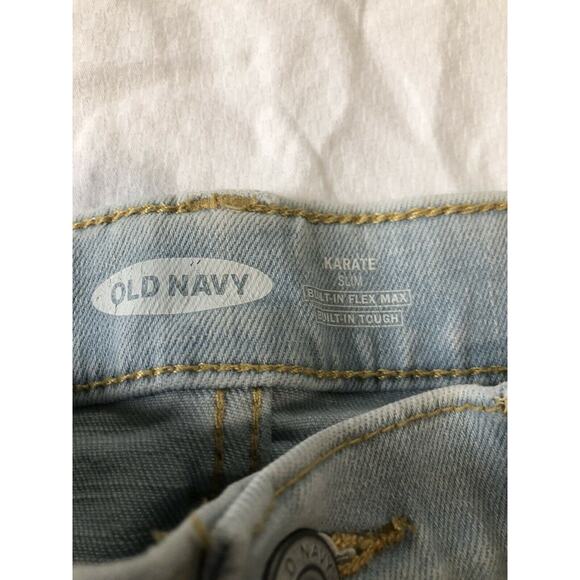 Old Navy boys distressed light wash, karate slim Jeans 14 - Picture 3 of 4